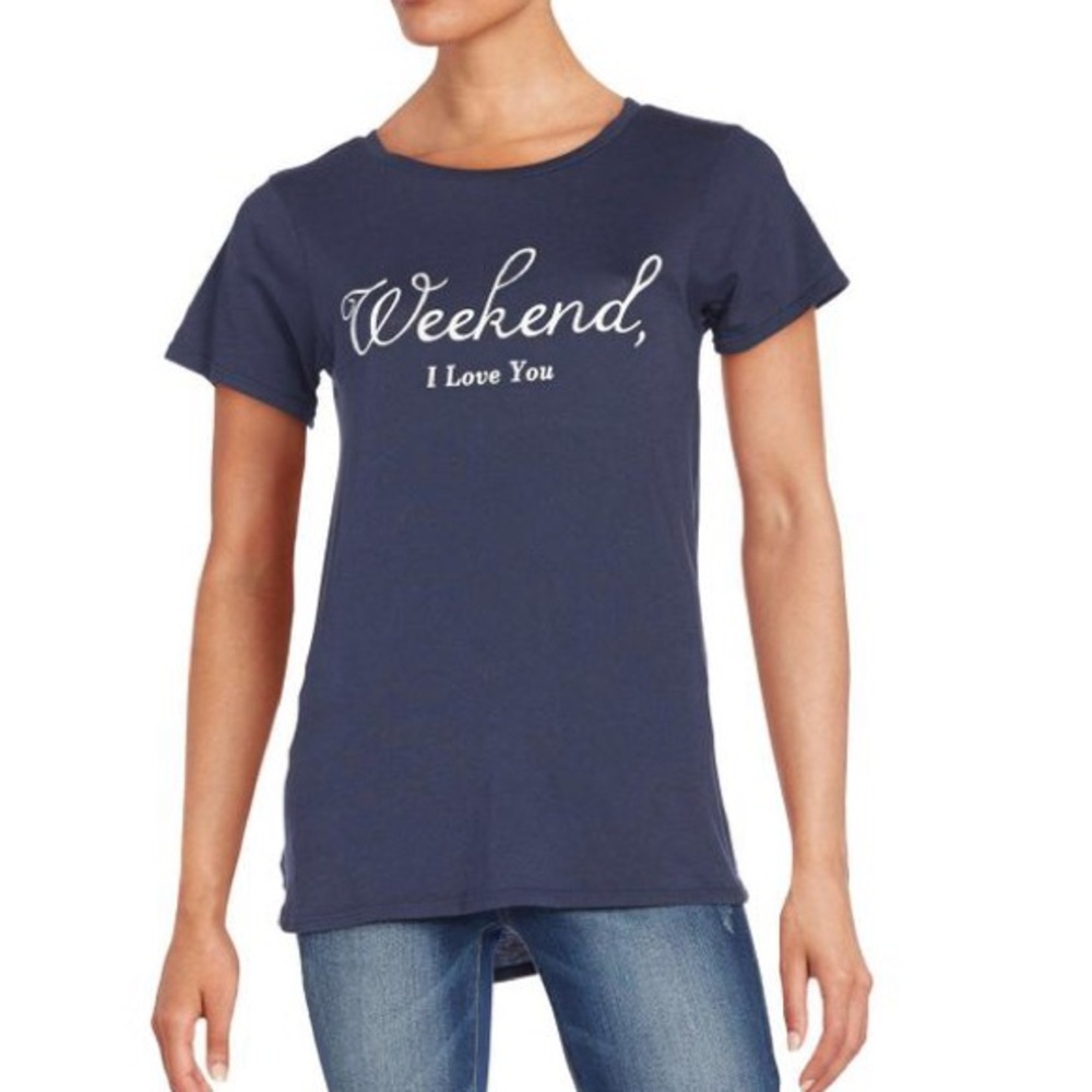Wildfox Weekend, I love you navy blue short sleeve
